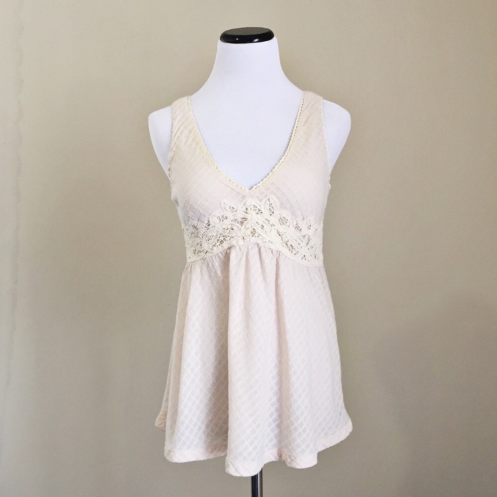 ANTHROPOLOGIE Odille Cotton Lace Plunge Tank 2